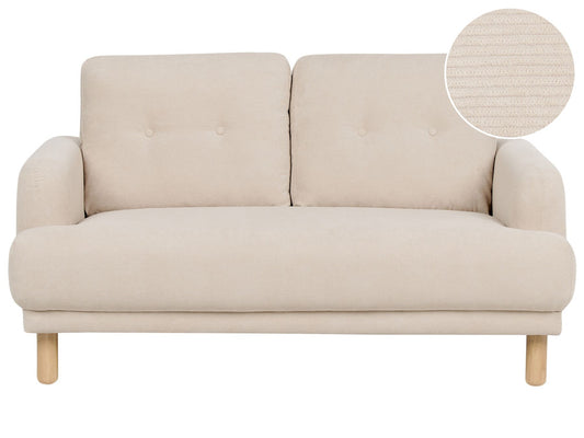 2 Seater Corduroy Sofa Beige TUVE