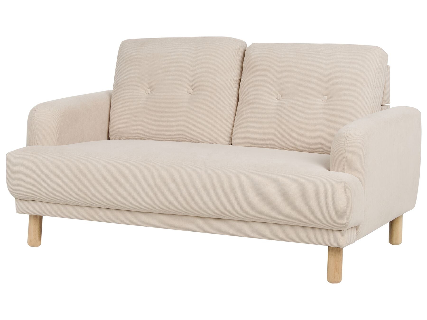 2 Seater Corduroy Sofa Beige TUVE