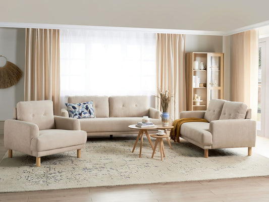 2 Seater Corduroy Sofa Beige TUVE