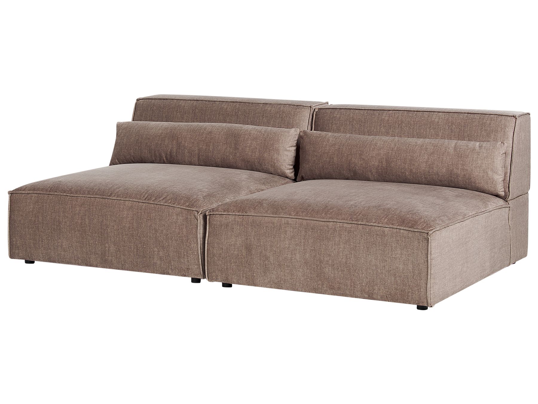 2 Seater Modular Armless Fabric Sofa Brown HELLNAR