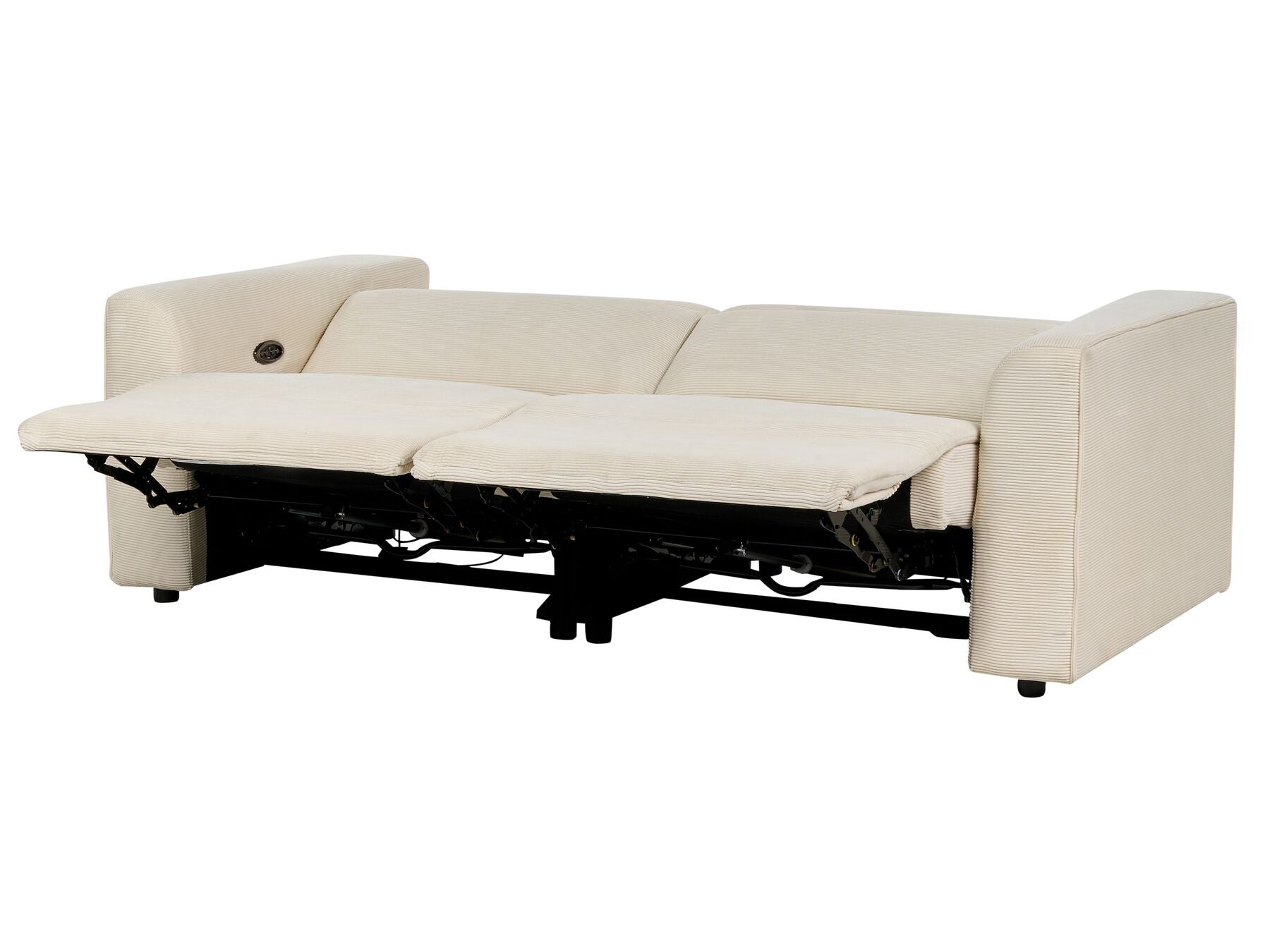 2 Seater Corduroy Electric Recliner Sofa with USB Port Beige ULVEN