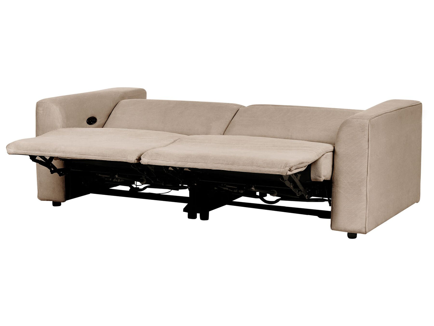 2 Seater Corduroy Electric Recliner Sofa with USB Port Sand Beige ULVEN
