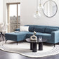 Right Hand Fabric Corner Sofa Blue GLOSLI