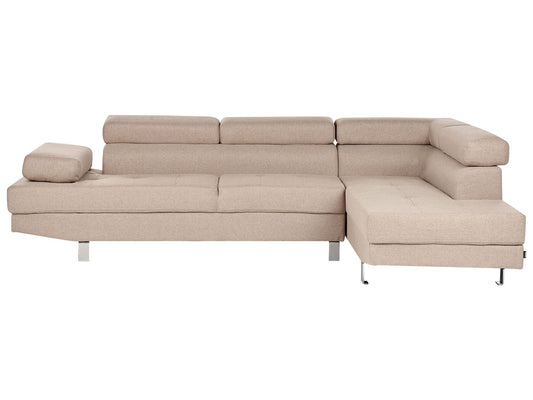 Left Hand Corner Fabric Sofa Beige NORREA