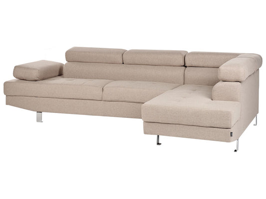Left Hand Corner Fabric Sofa Beige NORREA