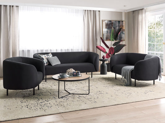 2 Seater Fabric Sofa Black LOEN