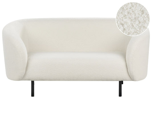 2 Seater Boucle Sofa White and Black LOEN