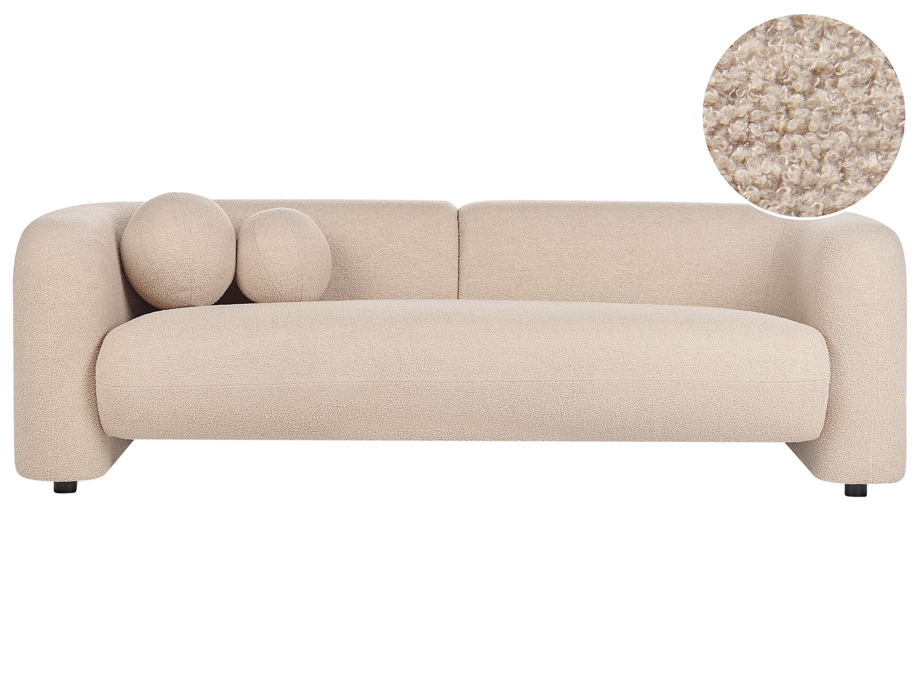 3 Seater Boucle Sofa Beige LEIREN