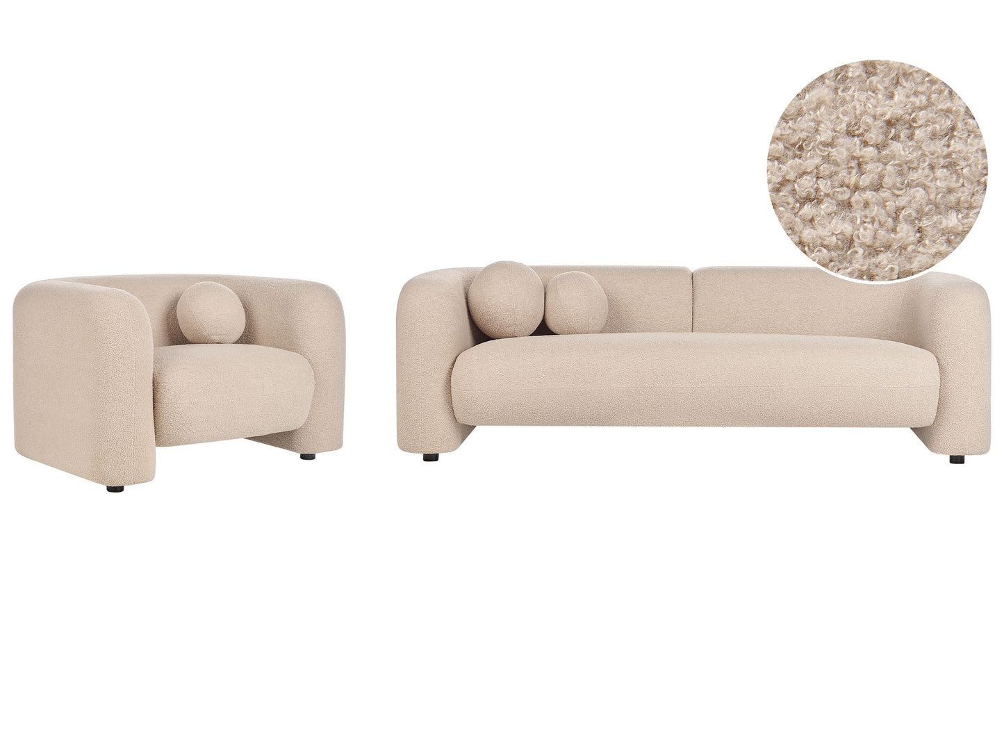 3 Seater Boucle Sofa Beige LEIREN