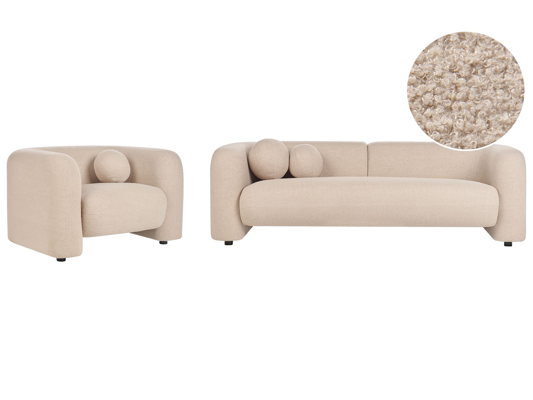 3 Seater Boucle Sofa Beige LEIREN