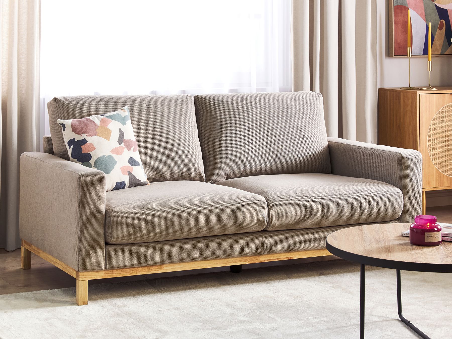 2 Seater Fabric Sofa Taupe SIGGARD