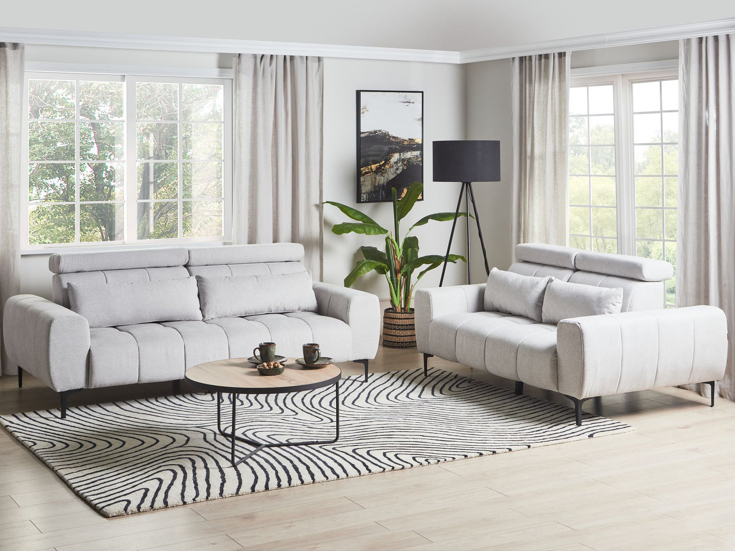 2 Seater Fabric Sofa Grey VEGAMO