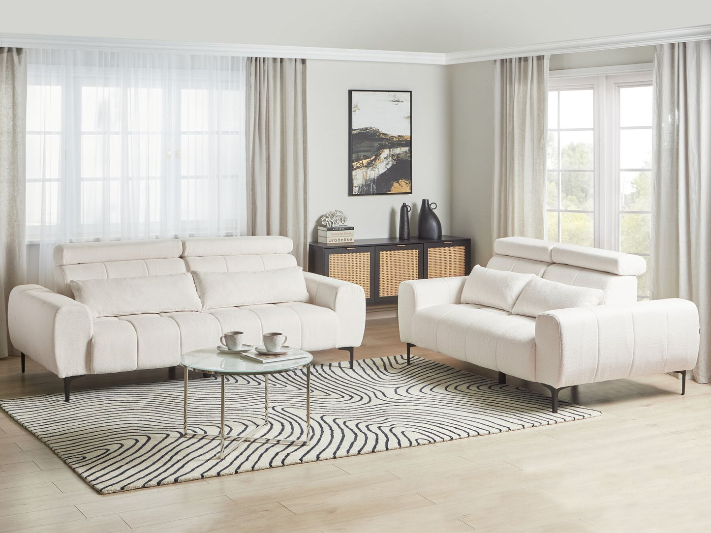 3 Seater Boucle Sofa White VEGAMO