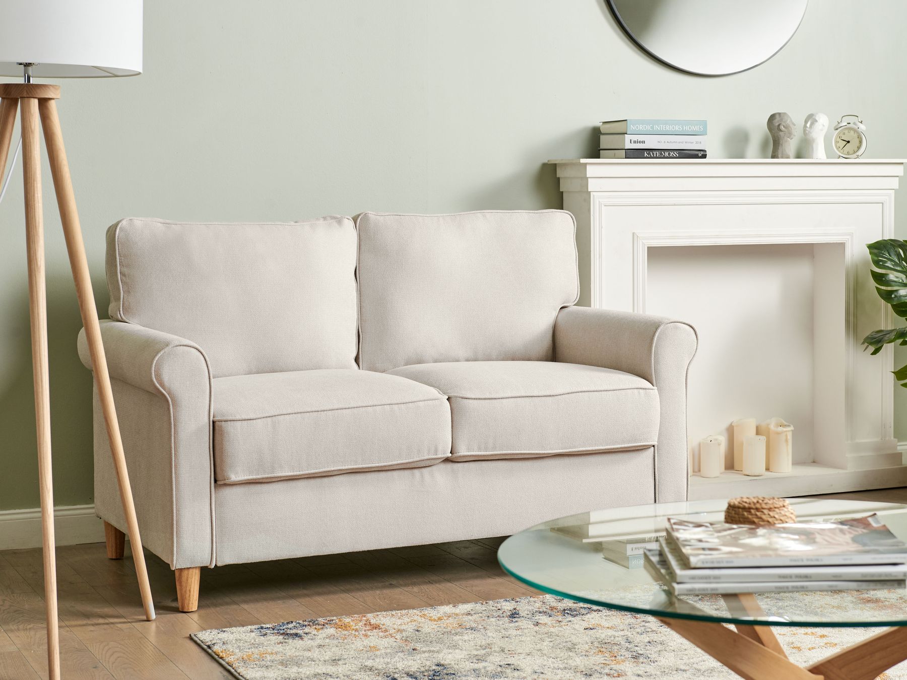 2 Seater Fabric Sofa Light Beige RONNEBY