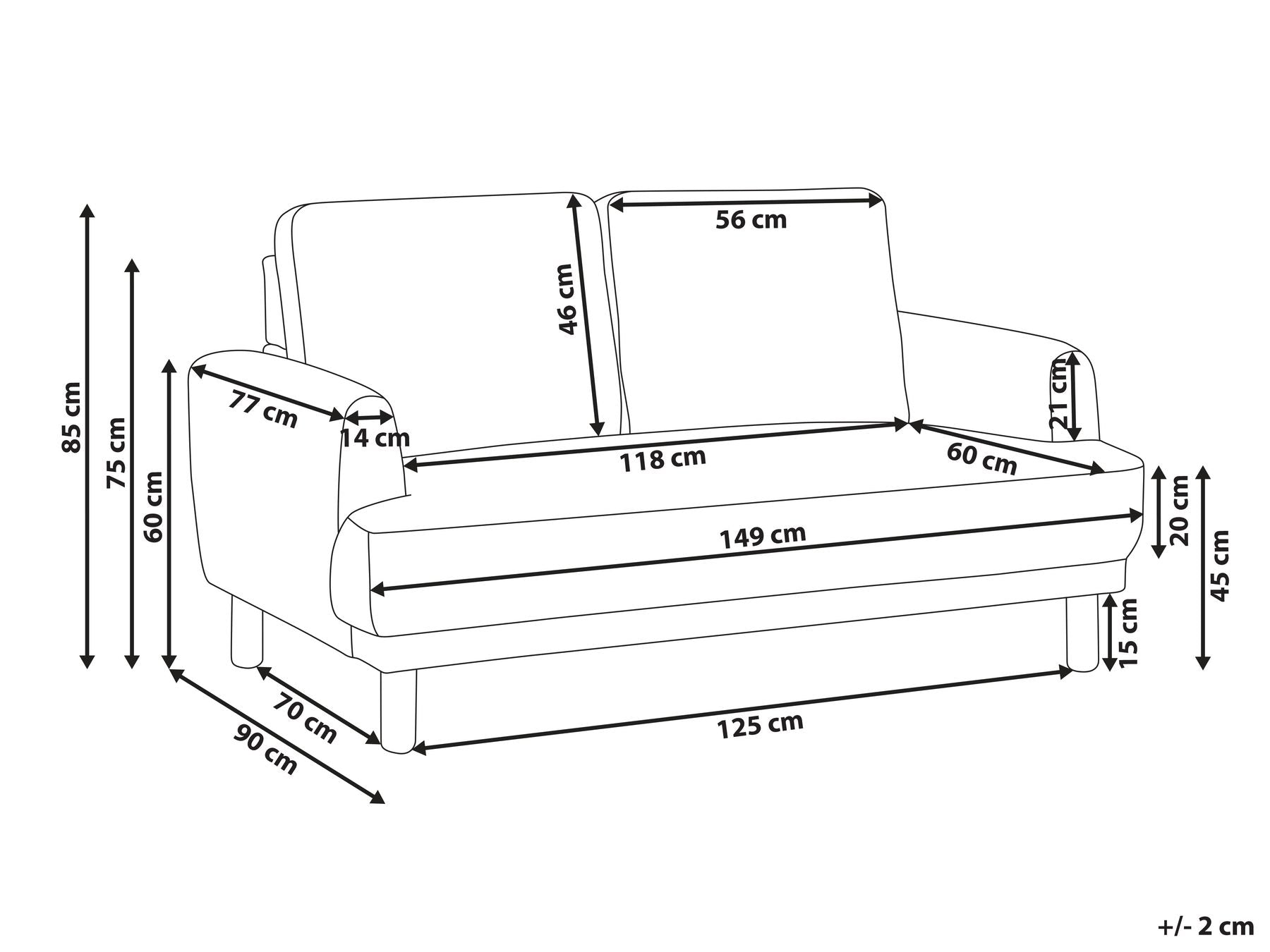 2 Seater Boucle Sofa White TUVE