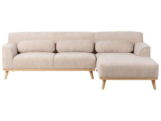 Left Hand Chenille Corner Sofa Beige SIMOS