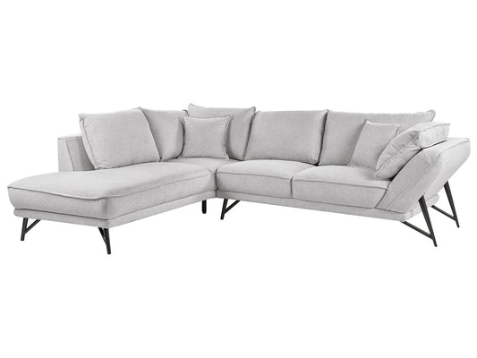 Right Hand Linen Corner Sofa Light Grey ELGA