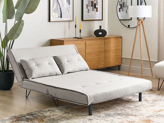 2 Seater Fabric Sofa Bed Light Grey VESTFOLD