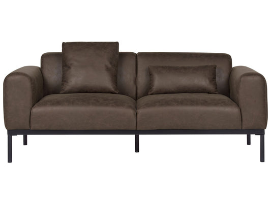 2 Seater Faux Leather Sofa Dark Brown MALMOS