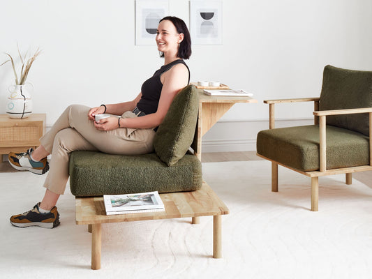 2 Seater Boucle Sofa with Table Dark Green SALO