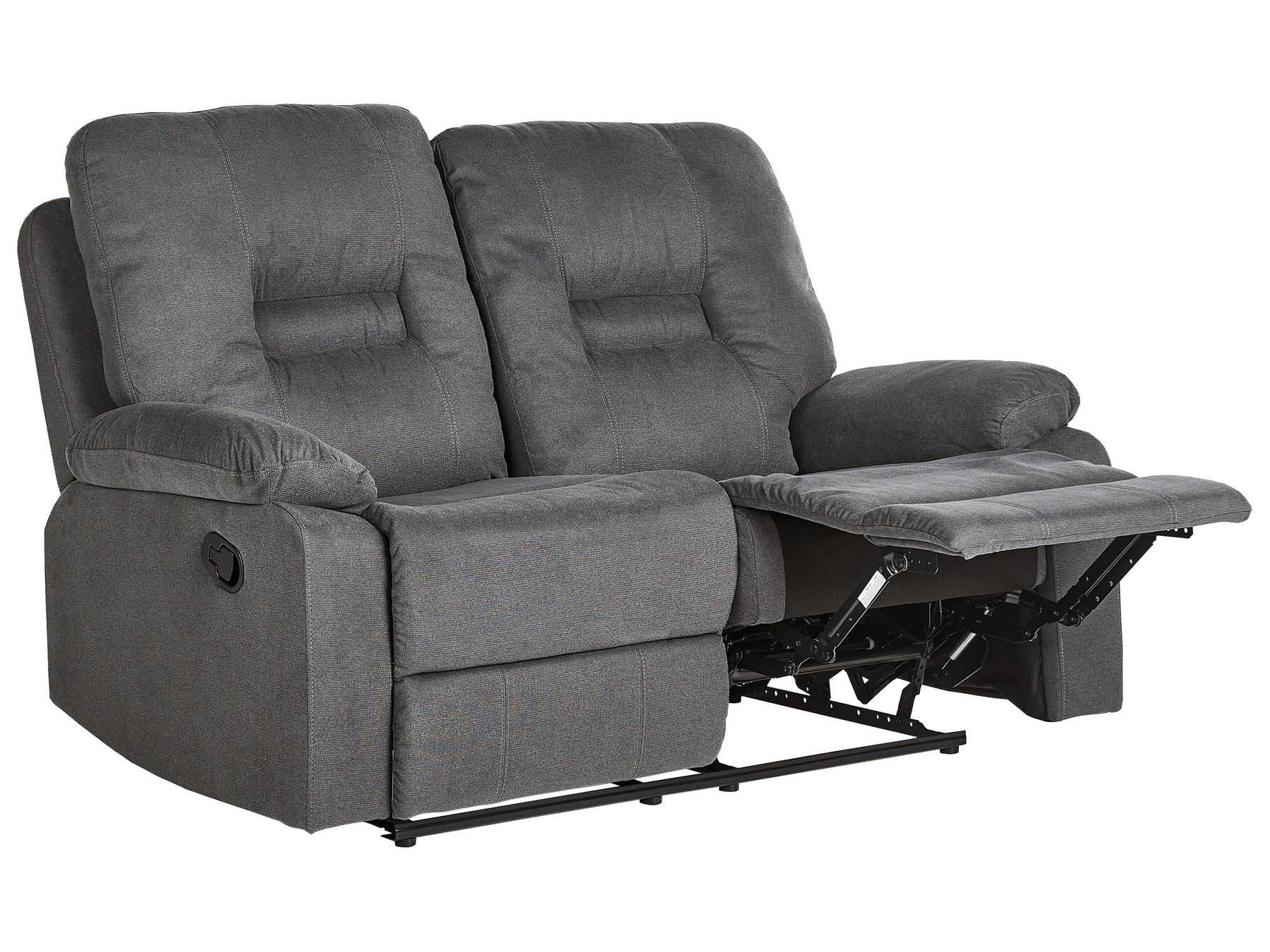 2 Seater Fabric Manual Recliner Sofa Grey BERGEN II
