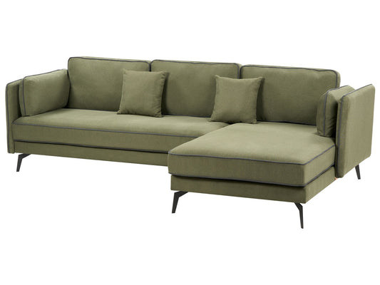 Left Hand Fabric Corner Sofa Green ALTAN