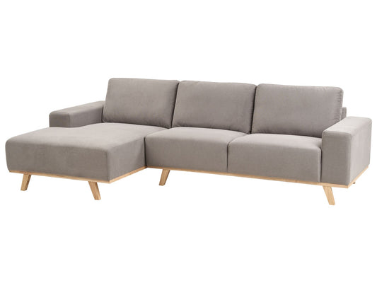 Right Hand Fabric Corner Sofa Taupe NORA