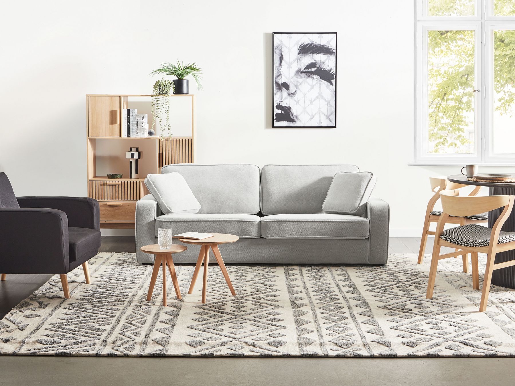 3 Seater Sofa Light Grey FALUN