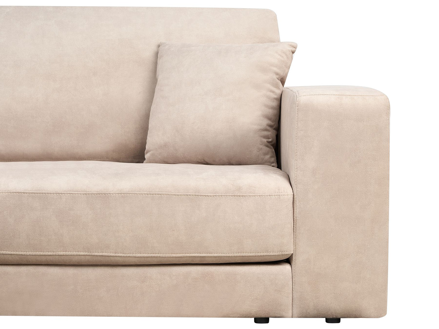 Right Hand 3 Seater Velvet Corner Sofa Beige LOFOTEN