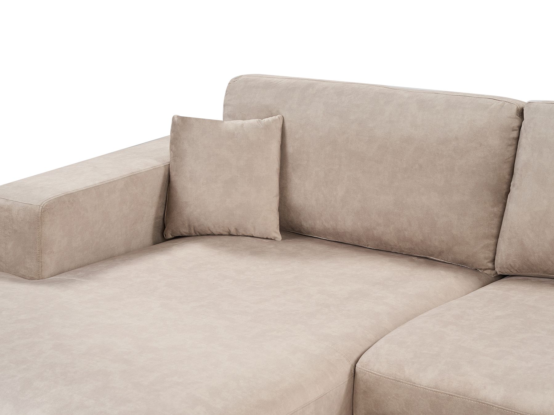 Right Hand 3 Seater Velvet Corner Sofa Beige LOFOTEN