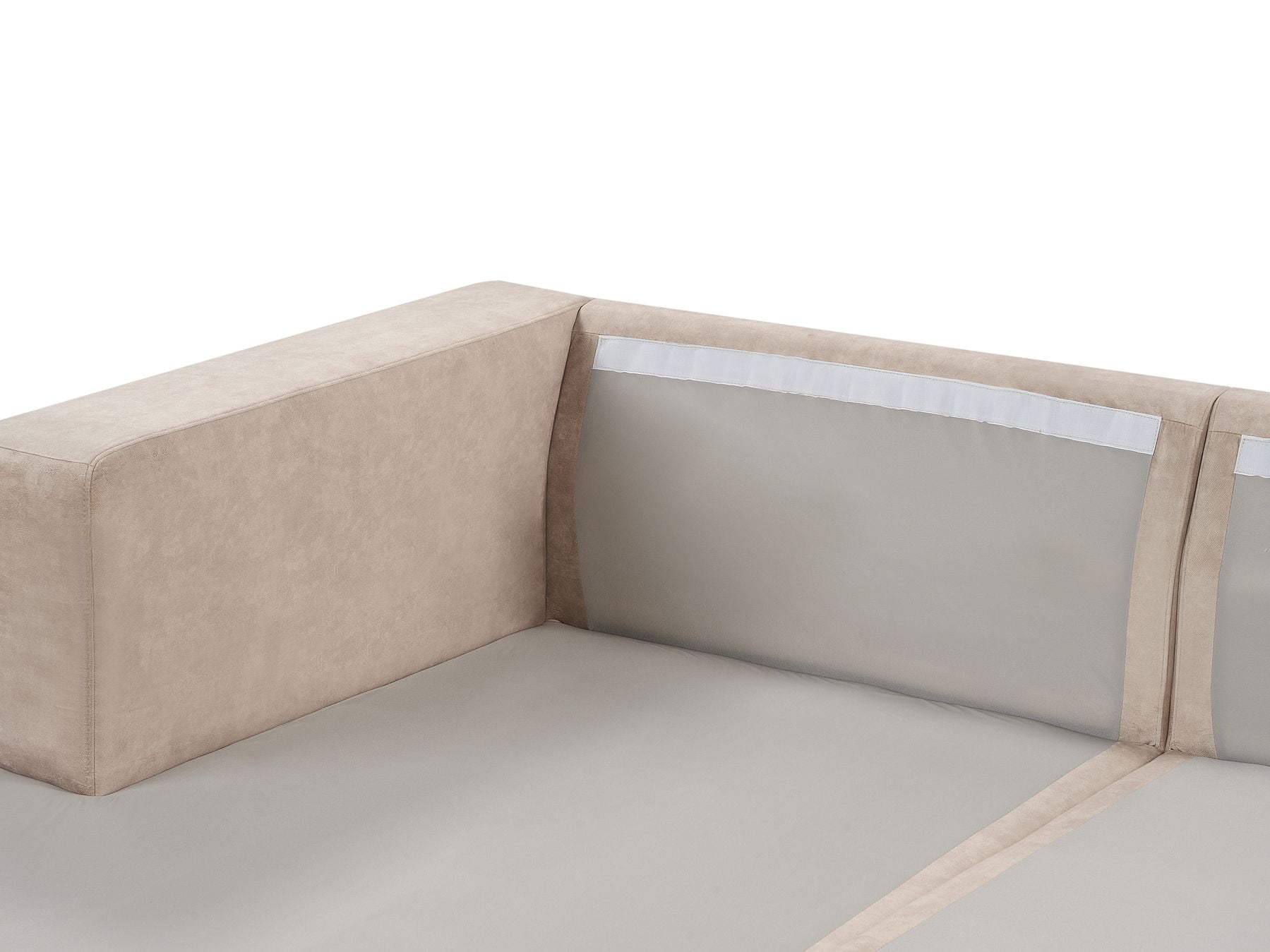 Right Hand 3 Seater Velvet Corner Sofa Beige LOFOTEN