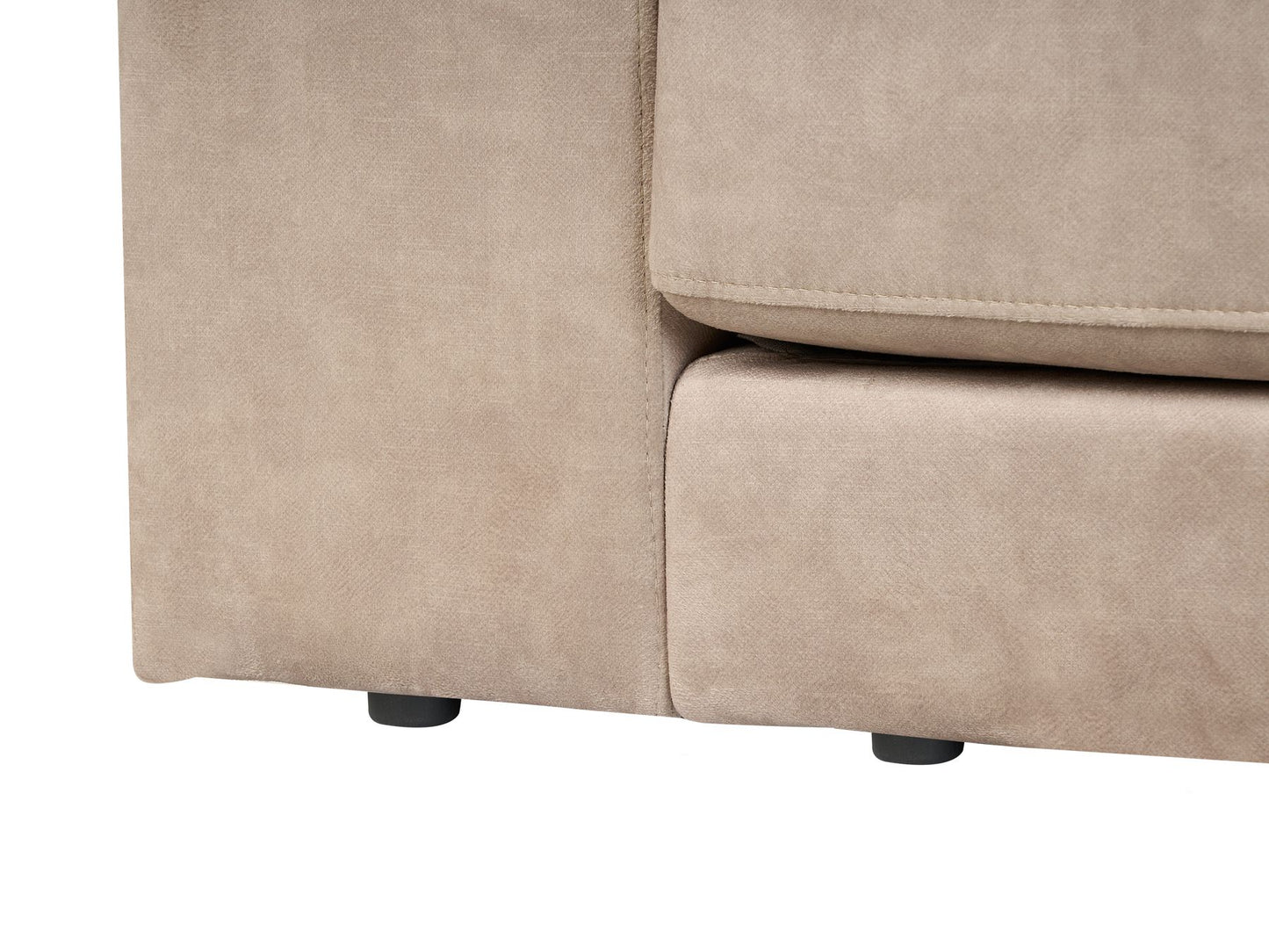 Right Hand 3 Seater Velvet Corner Sofa Beige LOFOTEN