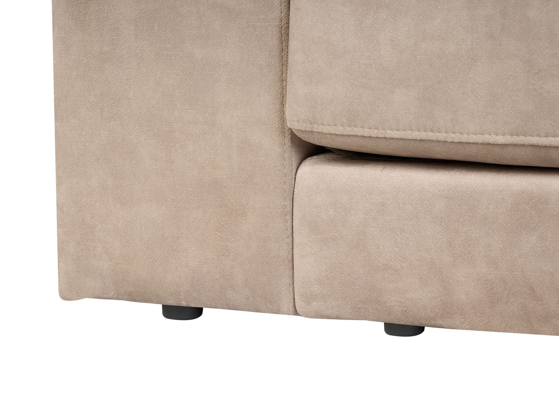 Right Hand 3 Seater Velvet Corner Sofa Beige LOFOTEN