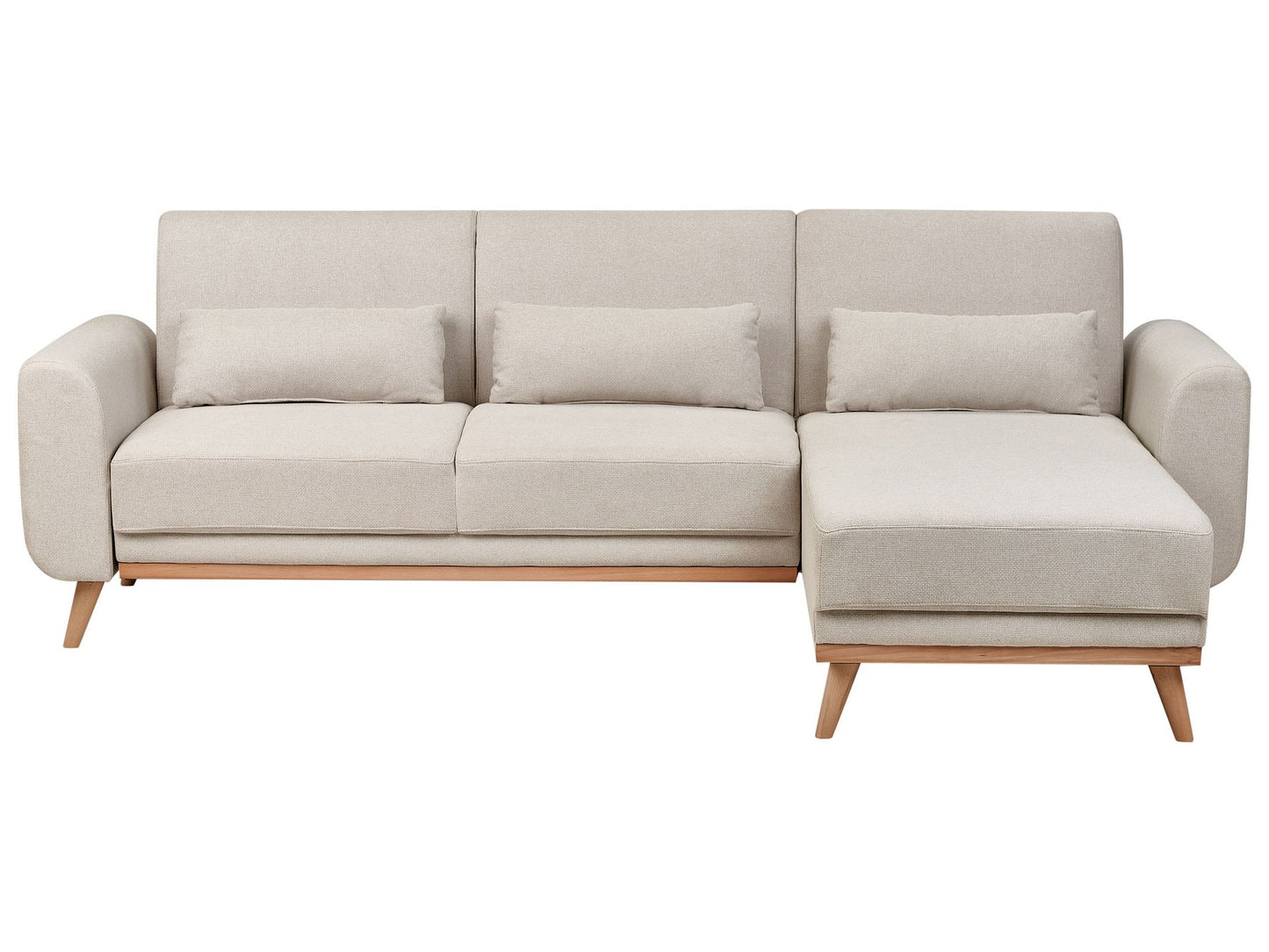 Left Hand Fabric Corner Sofa Bed Light Beige OLLSTA