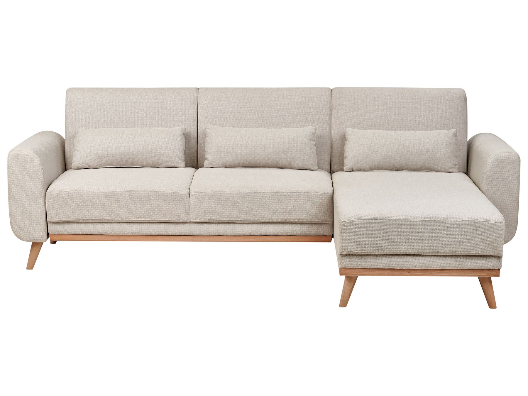 Left Hand Fabric Corner Sofa Bed Light Beige OLLSTA