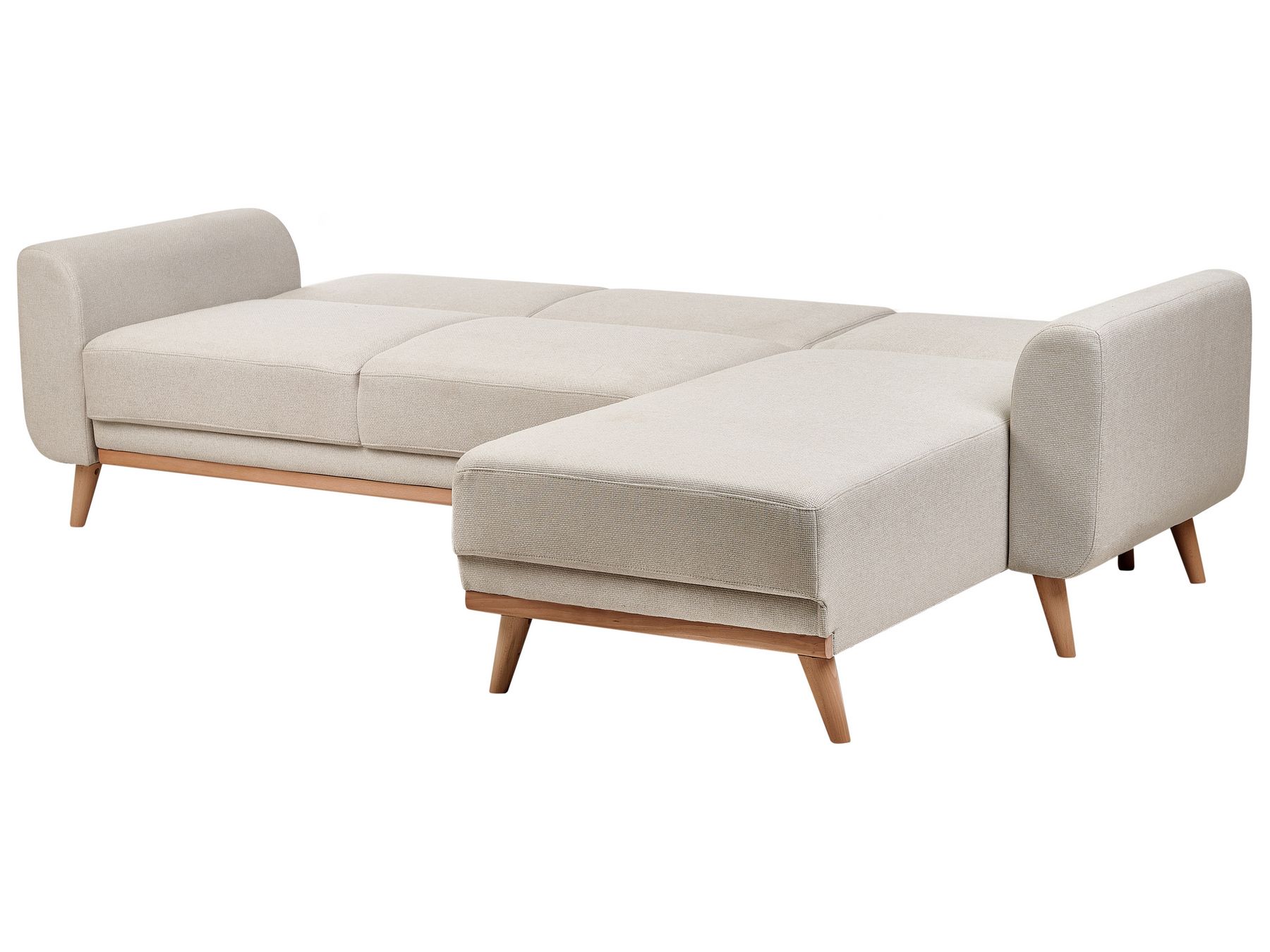 Left Hand Fabric Corner Sofa Bed Light Beige OLLSTA