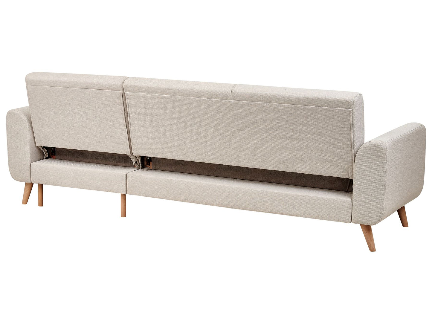 Left Hand Fabric Corner Sofa Bed Light Beige OLLSTA