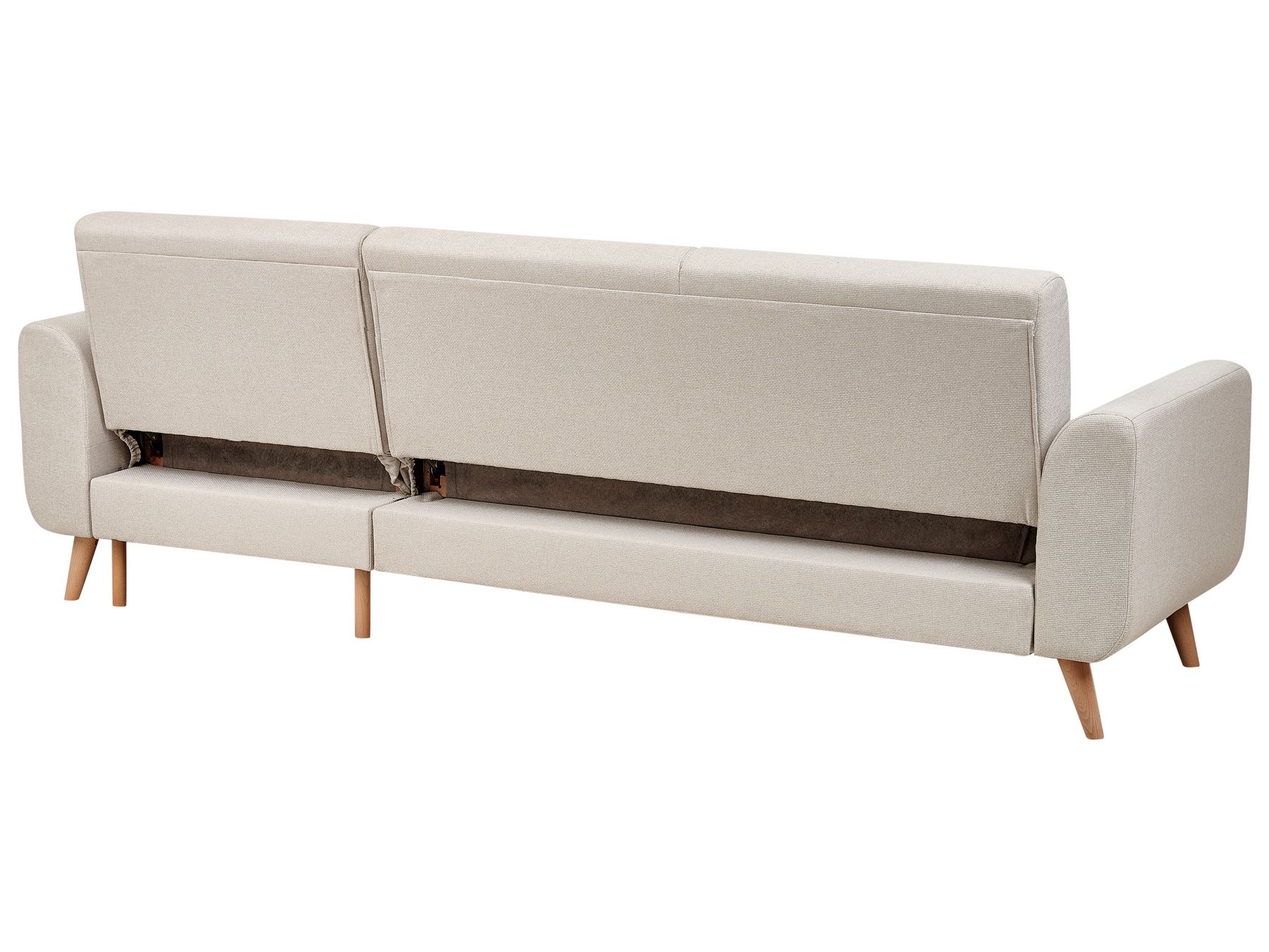 Left Hand Fabric Corner Sofa Bed Light Beige OLLSTA