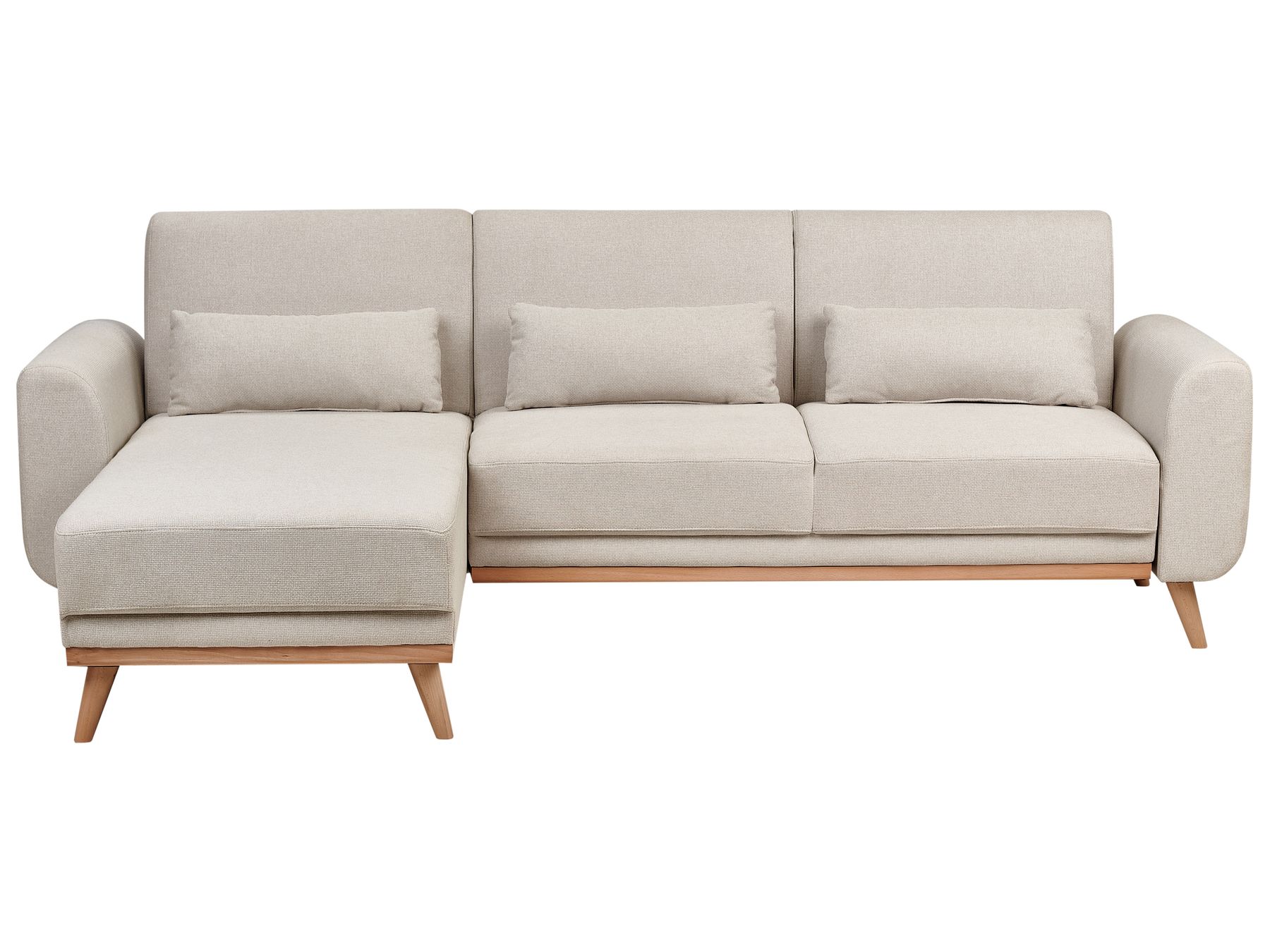 Right Hand Fabric Corner Sofa Bed Light Beige OLLSTA
