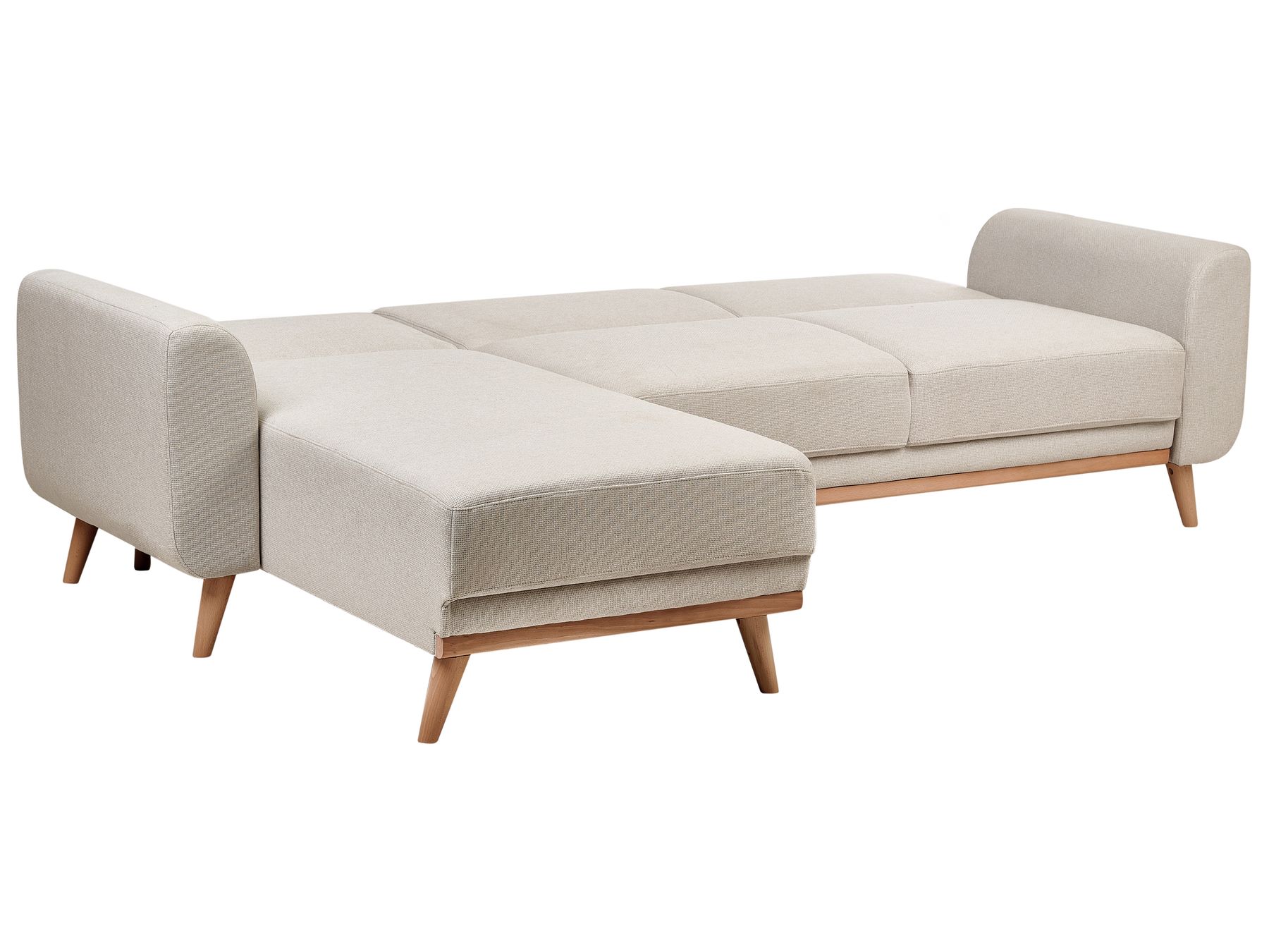 Right Hand Fabric Corner Sofa Bed Light Beige OLLSTA