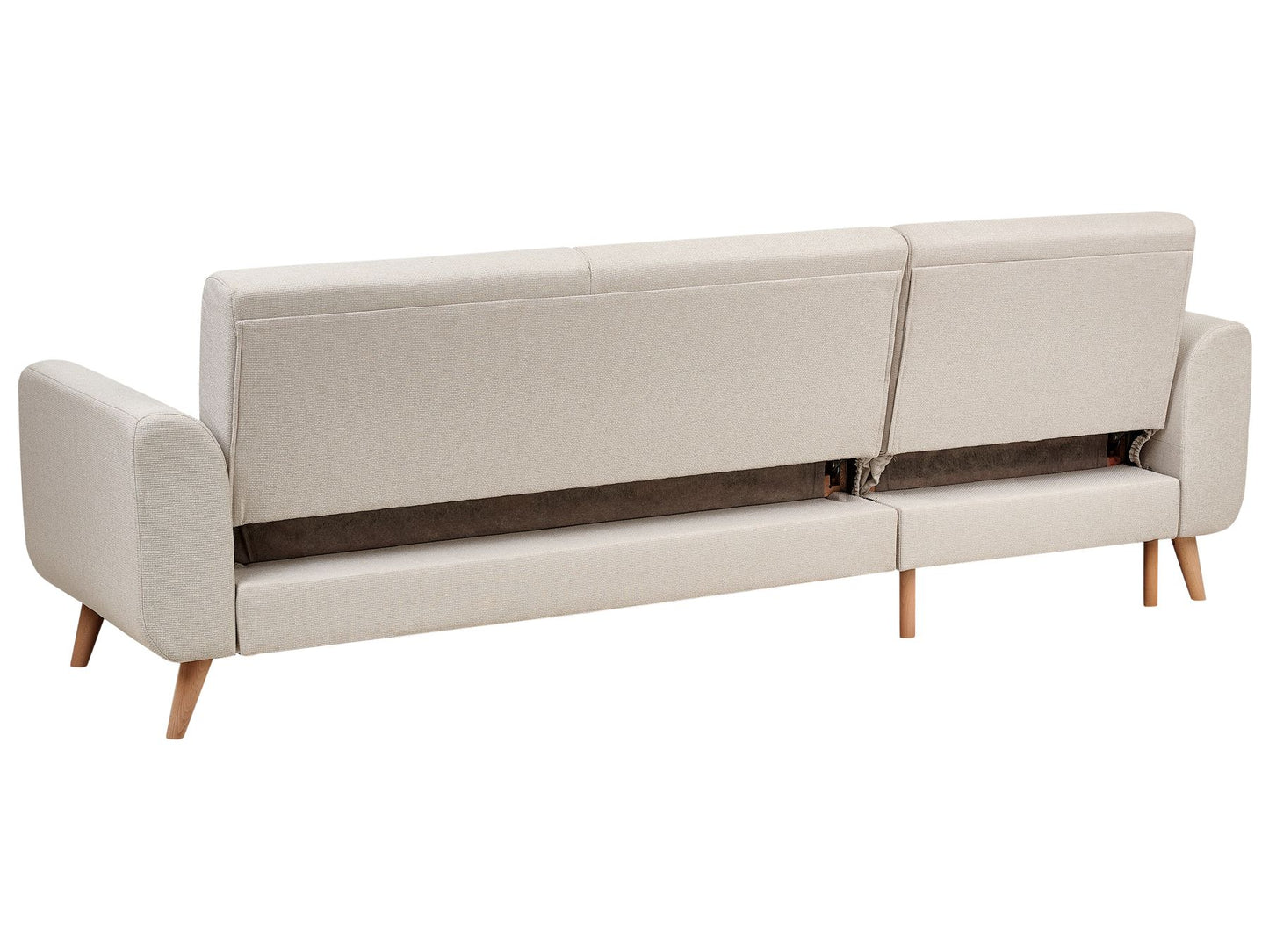 Right Hand Fabric Corner Sofa Bed Light Beige OLLSTA