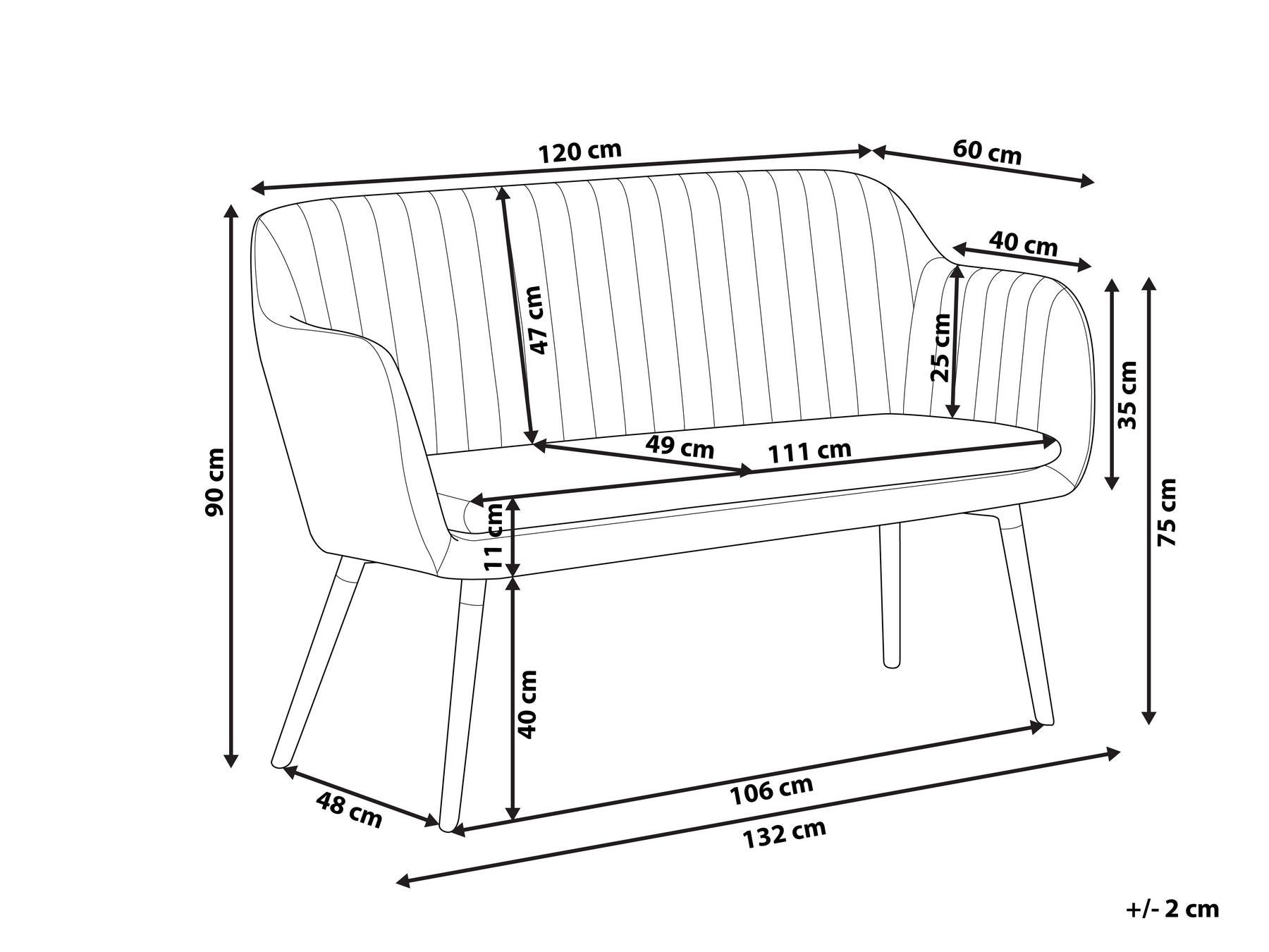 2 Seater Boucle Kitchen Sofa Off-White TABY