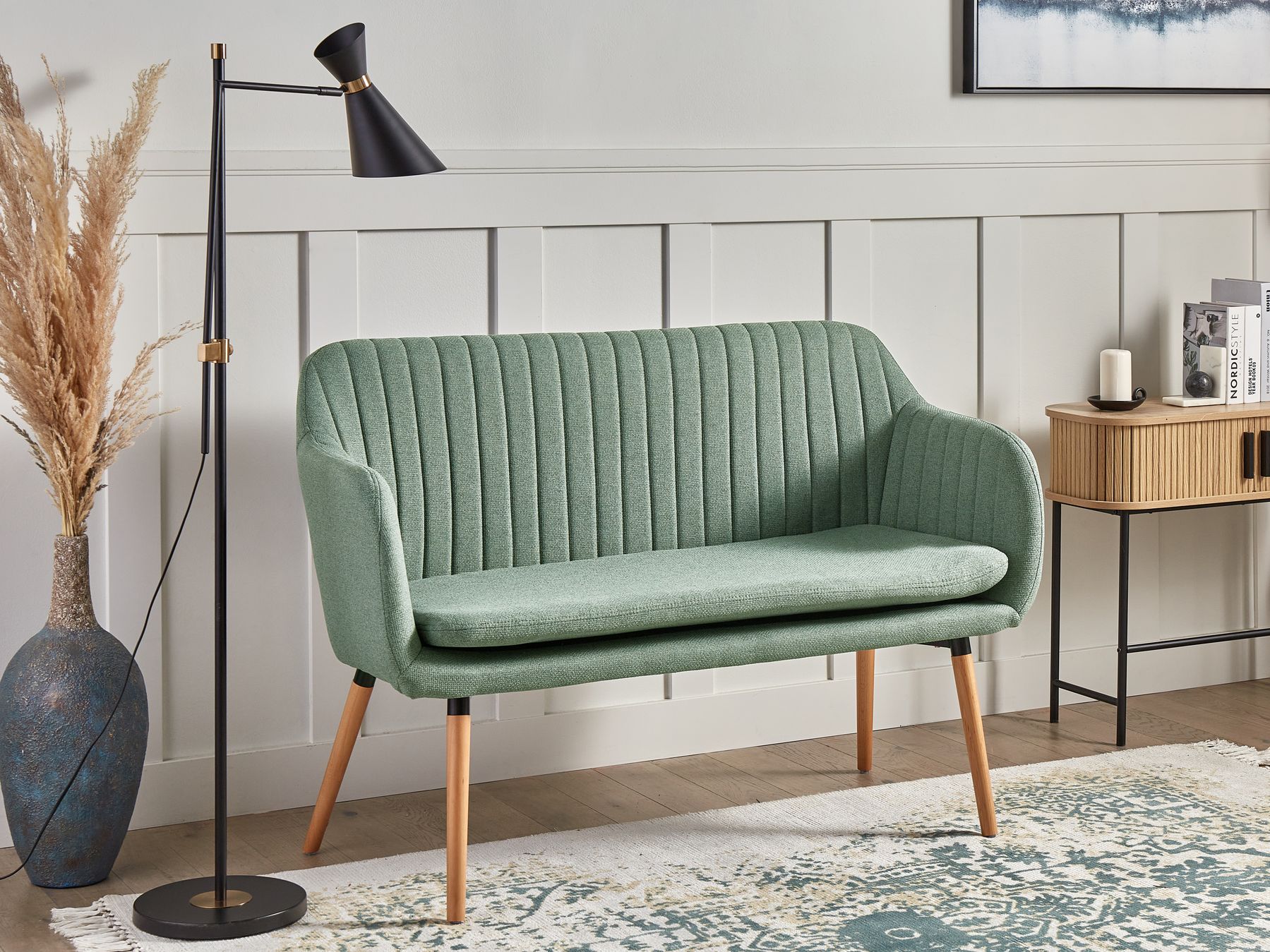 2 Seater Fabric Kitchen Sofa Green TABY