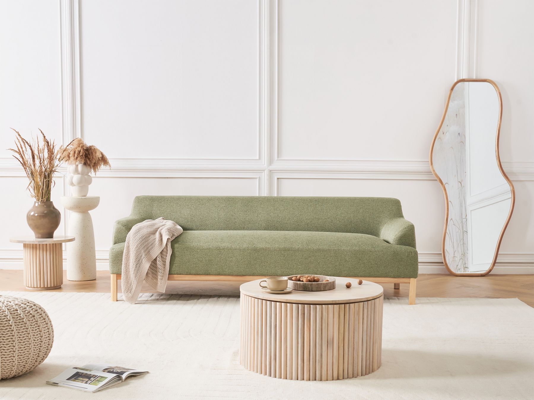 3 Seater Fabric Sofa Green SOSJO
