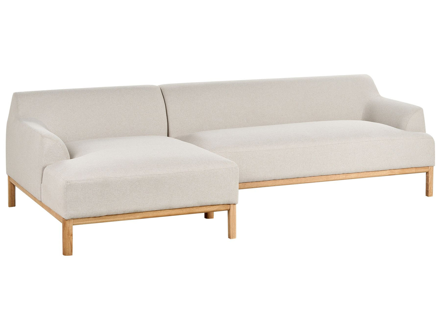 Right Hand Fabric Corner Sofa Light Beige SOSJO