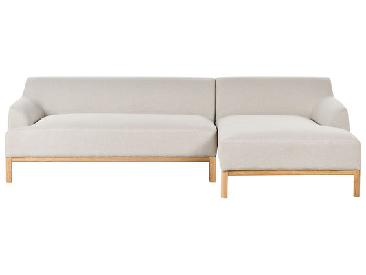 Left Hand Fabric Corner Sofa Light Beige SOSJO