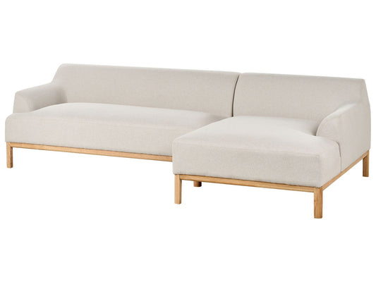 Left Hand Fabric Corner Sofa Light Beige SOSJO