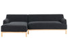 Right Hand Fabric Corner Sofa Black SOSJO