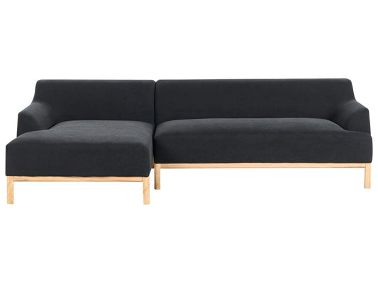 Right Hand Fabric Corner Sofa Black SOSJO