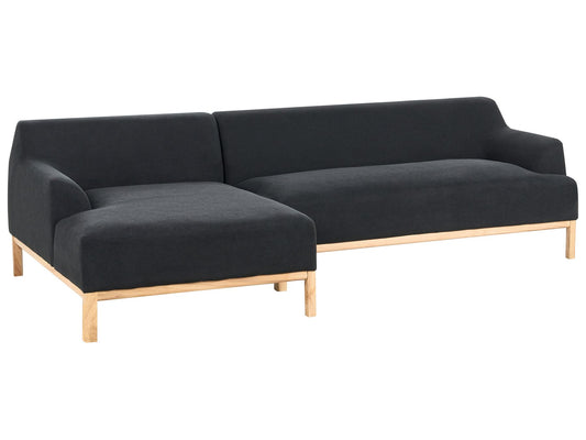 Right Hand Fabric Corner Sofa Black SOSJO